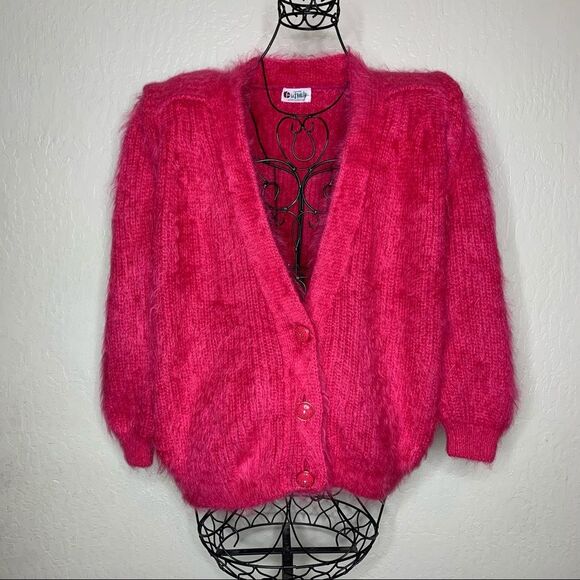 La Fraiche By Wallis Mall Hot Pink Wool Blend Fuzzy Cardigan - Picture 1 of 8